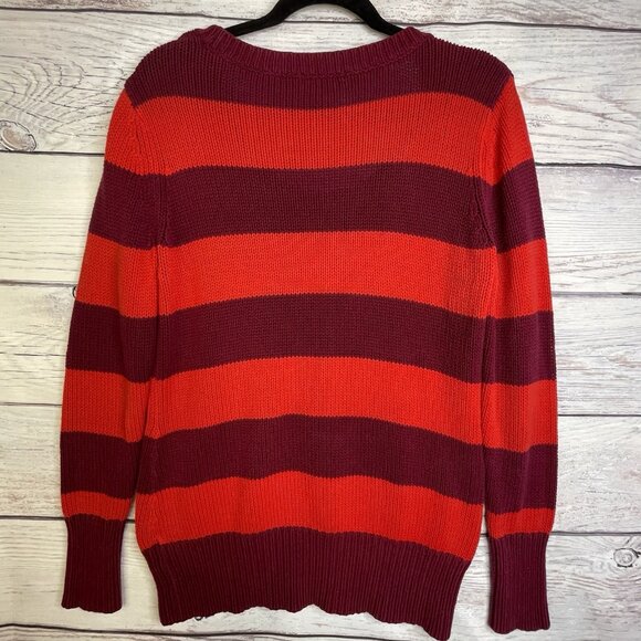 Route 66 Sweater Size Large Red Purple Striped Knit Winter Fall Halloween - Picture 2 of 12
